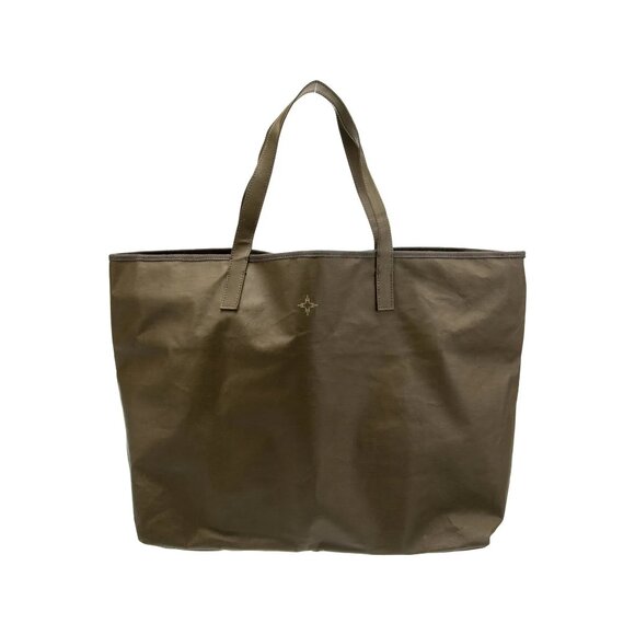 India Hicks Army Olive Green Large Canvas Tote Bag Double Strap Handles NWOT - Picture 2 of 10